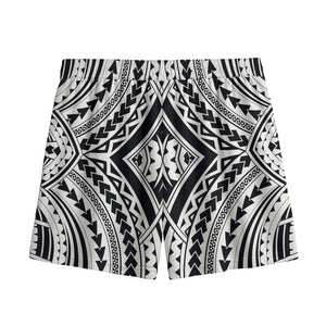 Maori Tribal Polynesian Tattoo Print Mesh Shorts