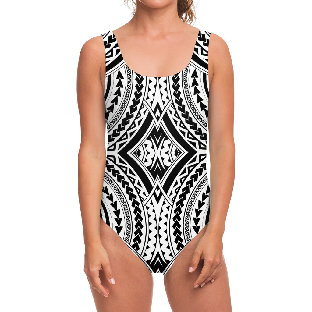 Maori Tribal Polynesian Tattoo Print One Piece Swimsuit