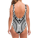 Maori Tribal Polynesian Tattoo Print One Piece Swimsuit