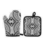 Maori Tribal Polynesian Tattoo Print Oven Mitt And Pot Holder Set