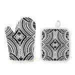 Maori Tribal Polynesian Tattoo Print Oven Mitt And Pot Holder Set