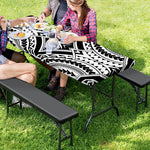 Maori Tribal Polynesian Tattoo Print Picnic Table Cover
