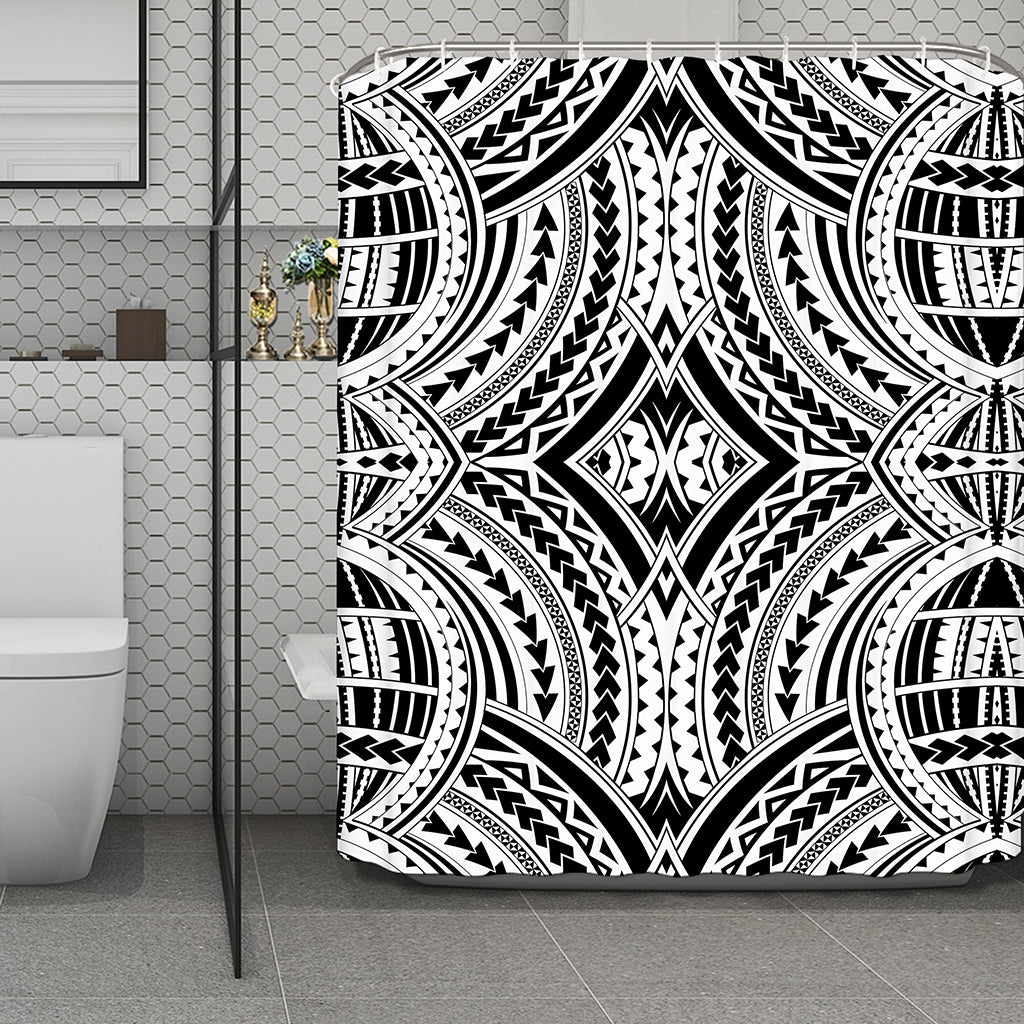 Maori Tribal Polynesian Tattoo Print Polyester Shower Curtain