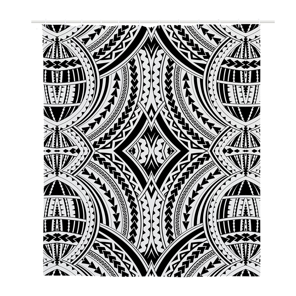 Maori Tribal Polynesian Tattoo Print Polyester Shower Curtain