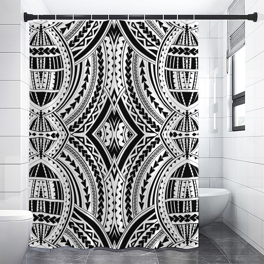 Maori Tribal Polynesian Tattoo Print Premium Shower Curtain