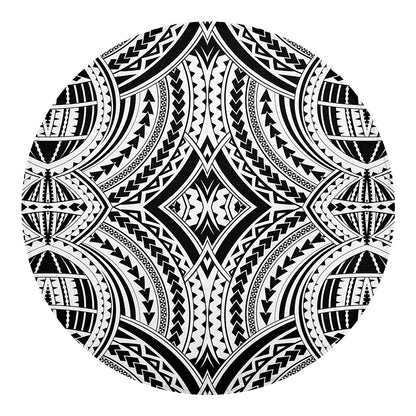 Maori Tribal Polynesian Tattoo Print Round Blanket