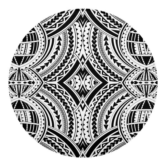 Maori Tribal Polynesian Tattoo Print Round Blanket