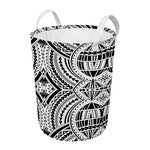 Maori Tribal Polynesian Tattoo Print Round Laundry Basket