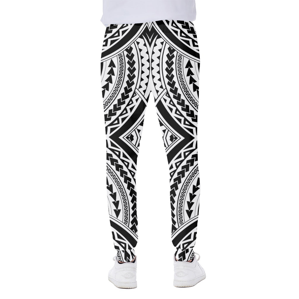 Maori Tribal Polynesian Tattoo Print Scuba Joggers