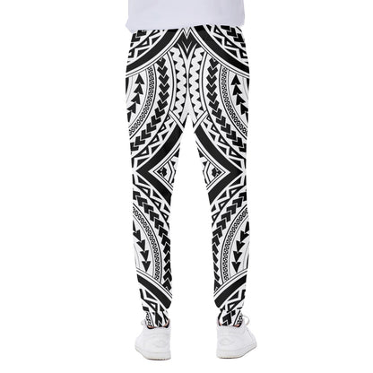 Maori Tribal Polynesian Tattoo Print Scuba Joggers