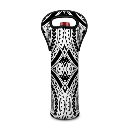 Maori Tribal Polynesian Tattoo Print Single Neoprene Wine Tote