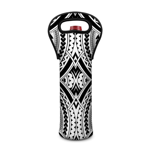 Maori Tribal Polynesian Tattoo Print Single Neoprene Wine Tote