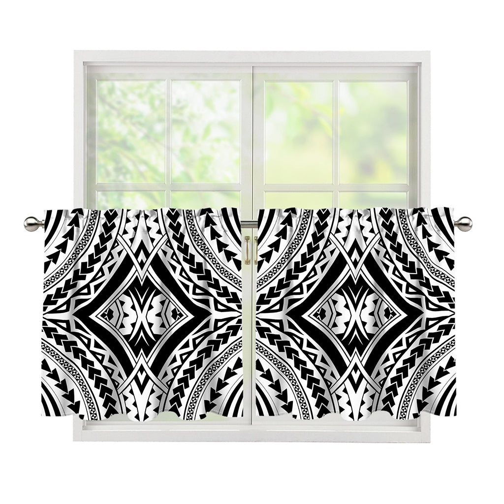 Maori Tribal Polynesian Tattoo Print Tier Curtains