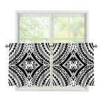Maori Tribal Polynesian Tattoo Print Tier Curtains