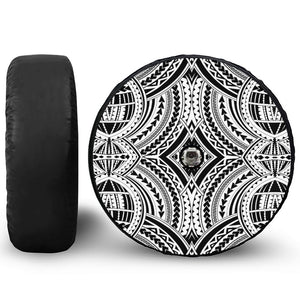 Maori Tribal Polynesian Tattoo Print Tire Cover With Camera Hole