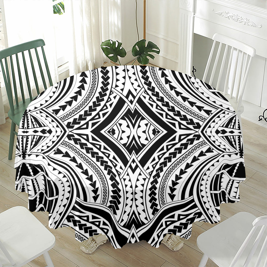 Maori Tribal Polynesian Tattoo Print Waterproof Round Tablecloth