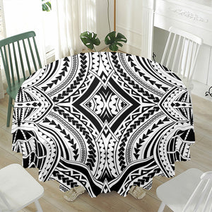 Maori Tribal Polynesian Tattoo Print Waterproof Round Tablecloth