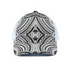 Maori Tribal Polynesian Tattoo Print White Mesh Trucker Cap