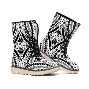 Maori Tribal Polynesian Tattoo Print Winter Boots