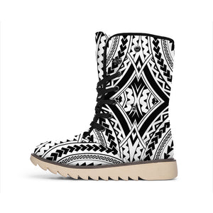 Maori Tribal Polynesian Tattoo Print Winter Boots