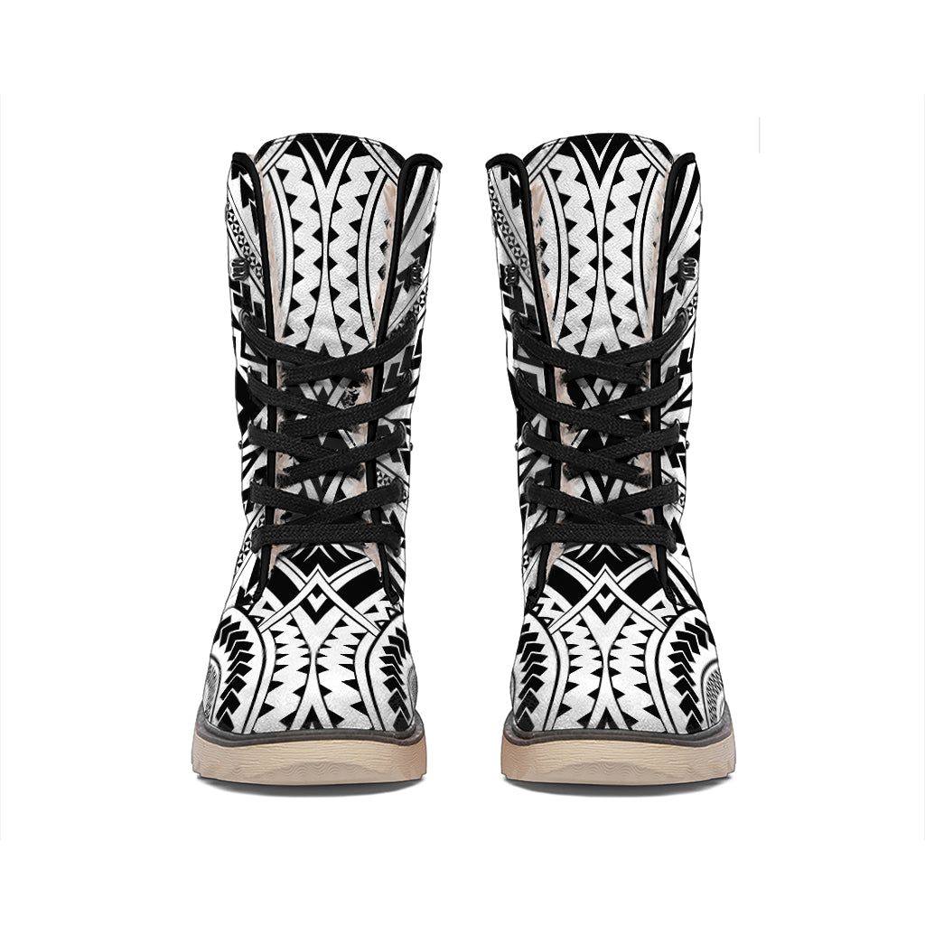 Maori Tribal Polynesian Tattoo Print Winter Boots