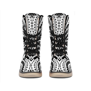 Maori Tribal Polynesian Tattoo Print Winter Boots