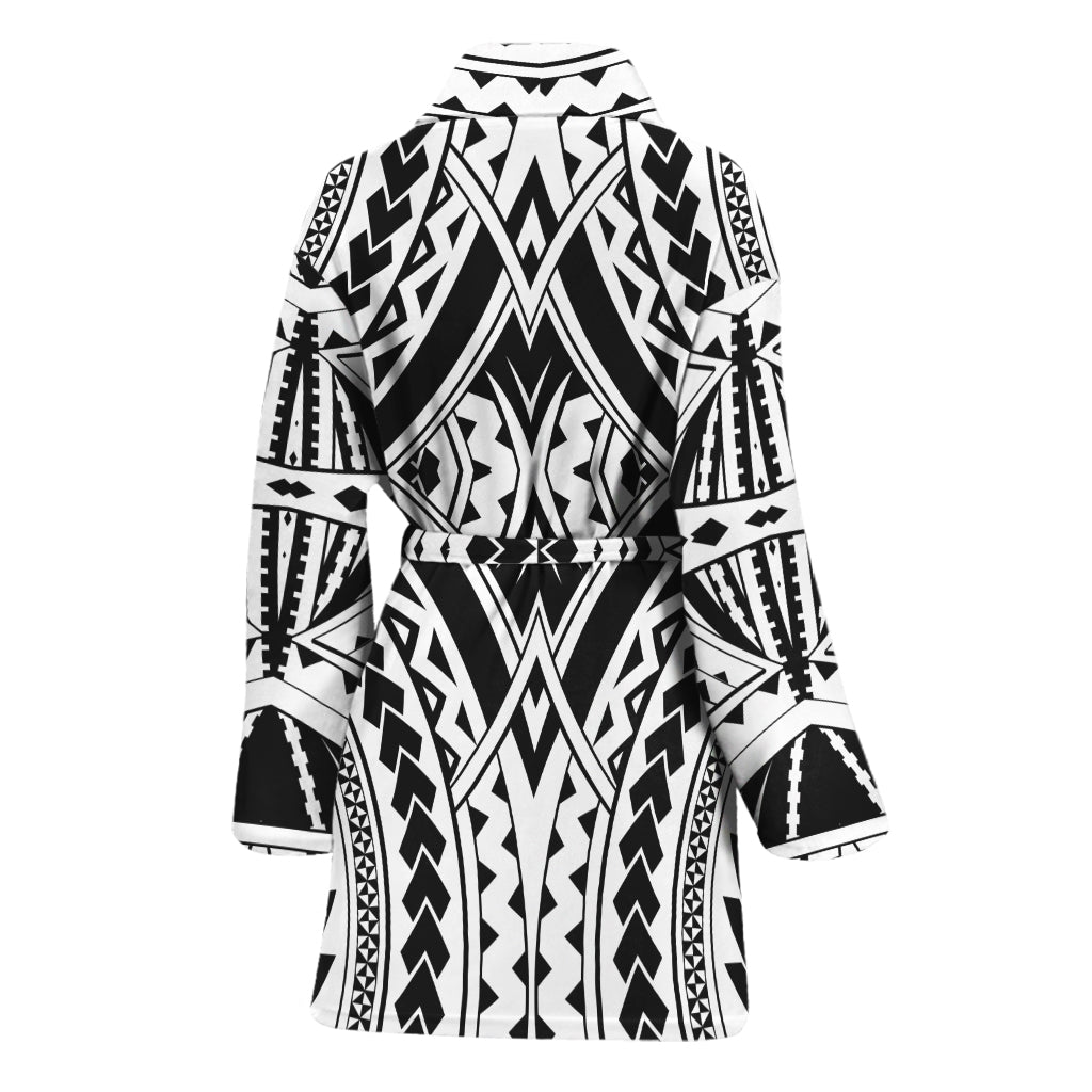 Maori Tribal Polynesian Tattoo Print Women's Bathrobe