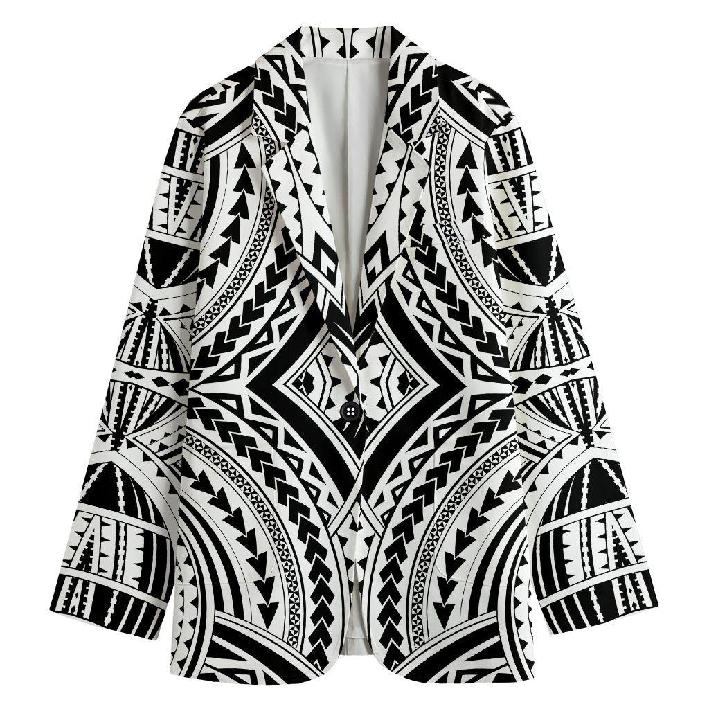 Maori Tribal Polynesian Tattoo Print Women's Blazer