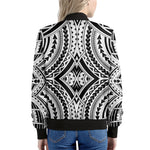 Maori Tribal Polynesian Tattoo Print Women's Bomber Jacket