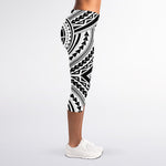 Maori Tribal Polynesian Tattoo Print Women's Capri Leggings