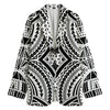 Maori Tribal Polynesian Tattoo Print Women's Cotton Blazer