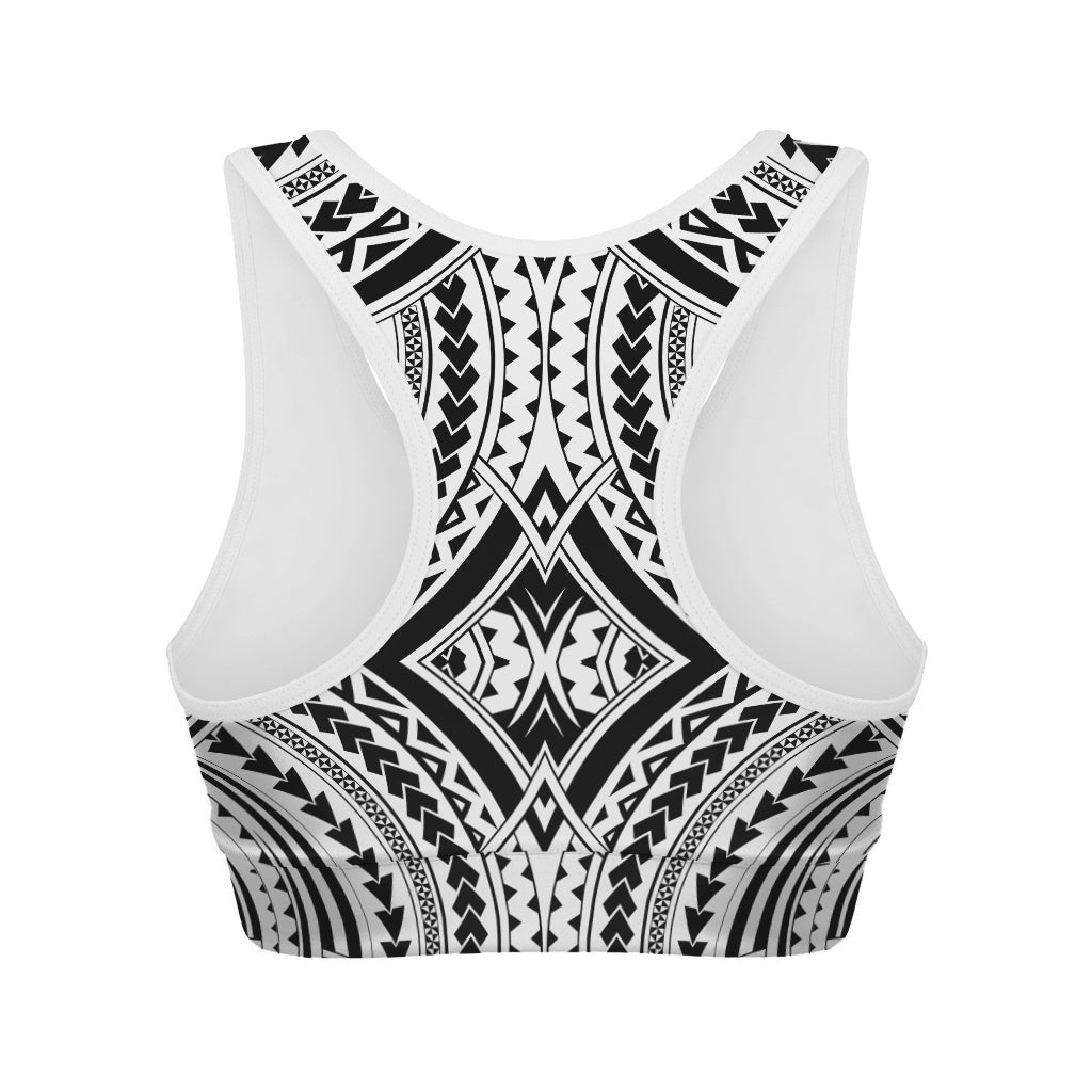 Maori Tribal Polynesian Tattoo Print Women's Sports Bra