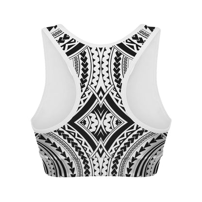 Maori Tribal Polynesian Tattoo Print Women's Sports Bra