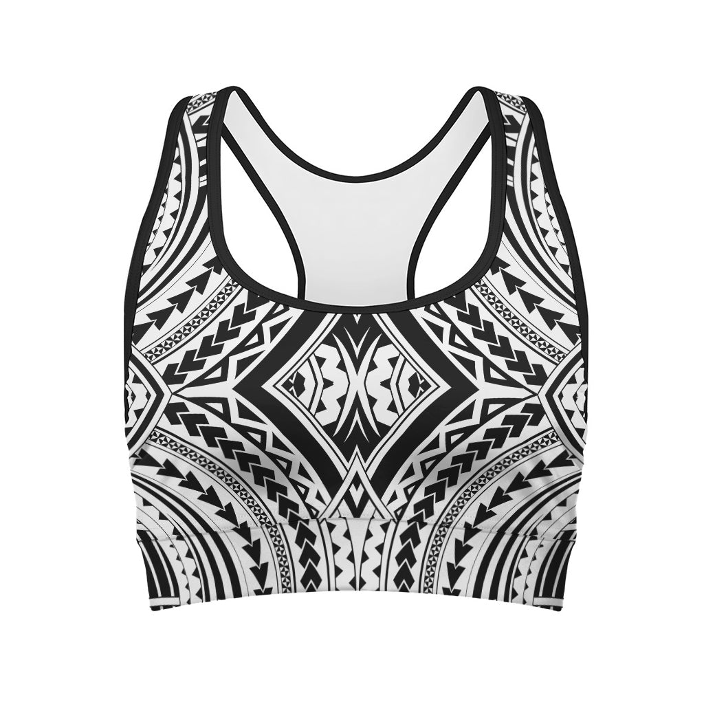 Maori Tribal Polynesian Tattoo Print Women's Sports Bra