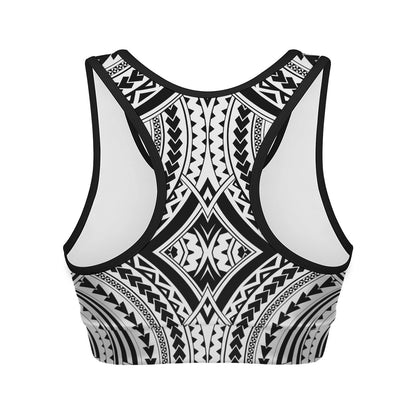 Maori Tribal Polynesian Tattoo Print Women's Sports Bra