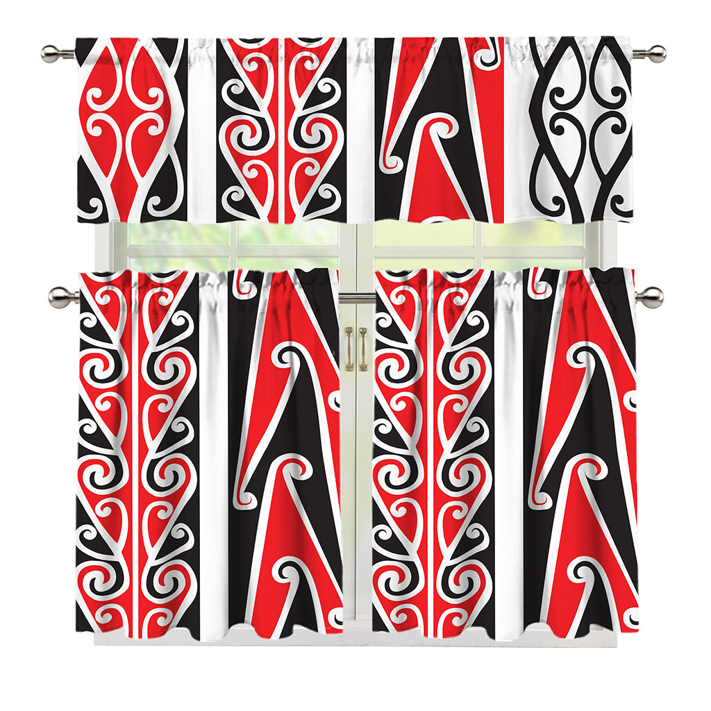 Maori Tribal Print 3 Piece Kitchen Curtains