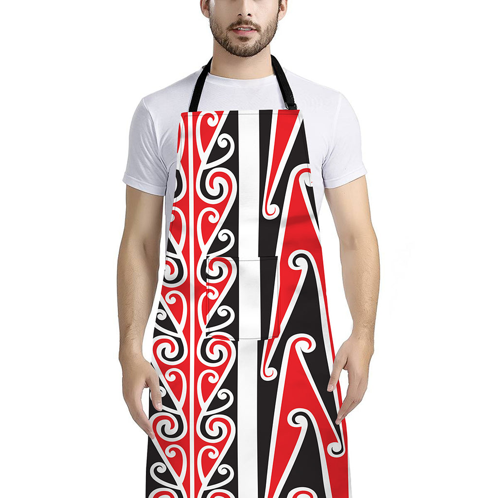 Maori Tribal Print Bib Apron With Pocket
