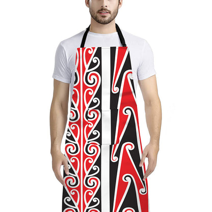 Maori Tribal Print Bib Apron With Pocket