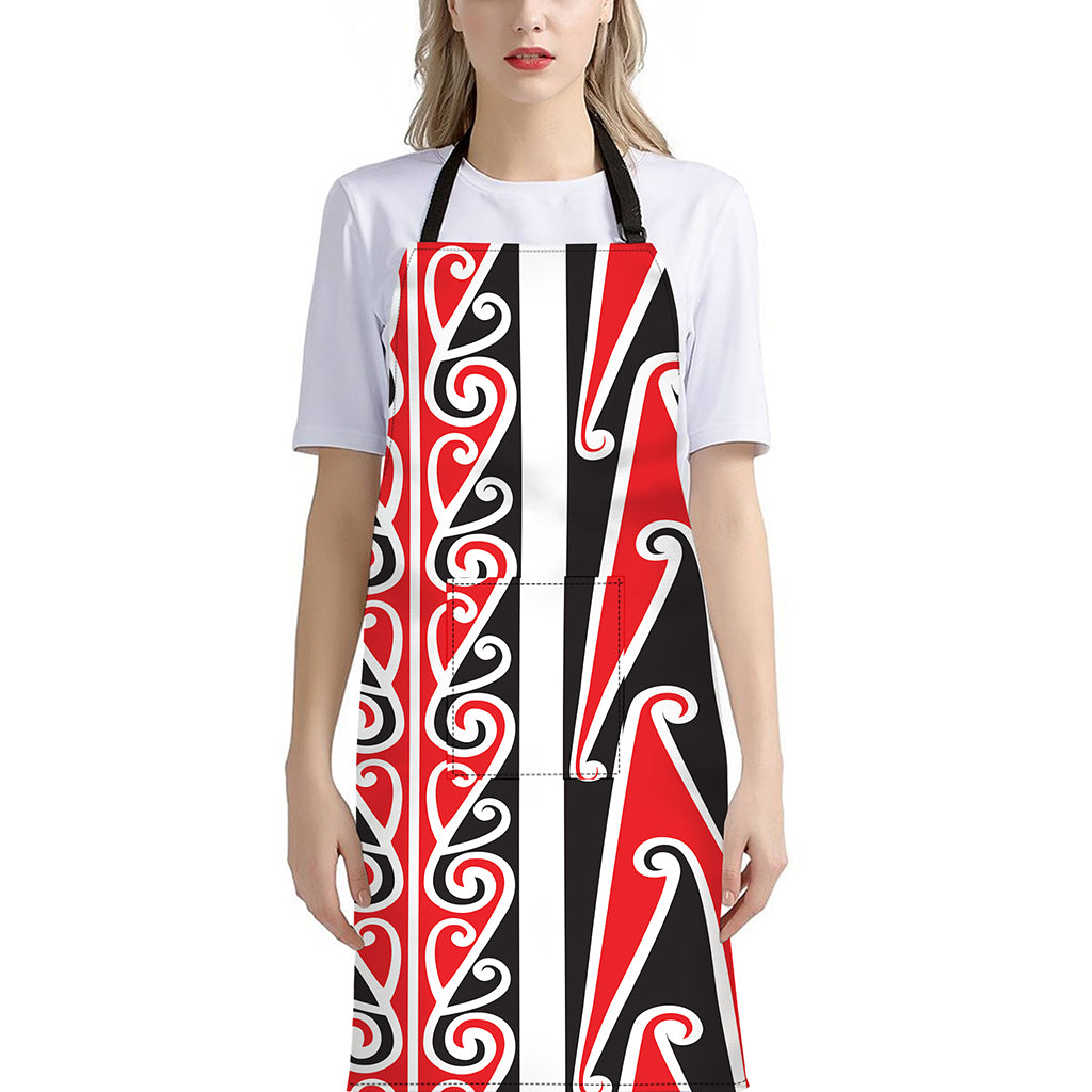 Maori Tribal Print Bib Apron With Pocket