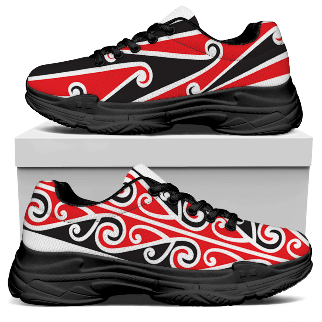 Maori Tribal Print Black Chunky Shoes