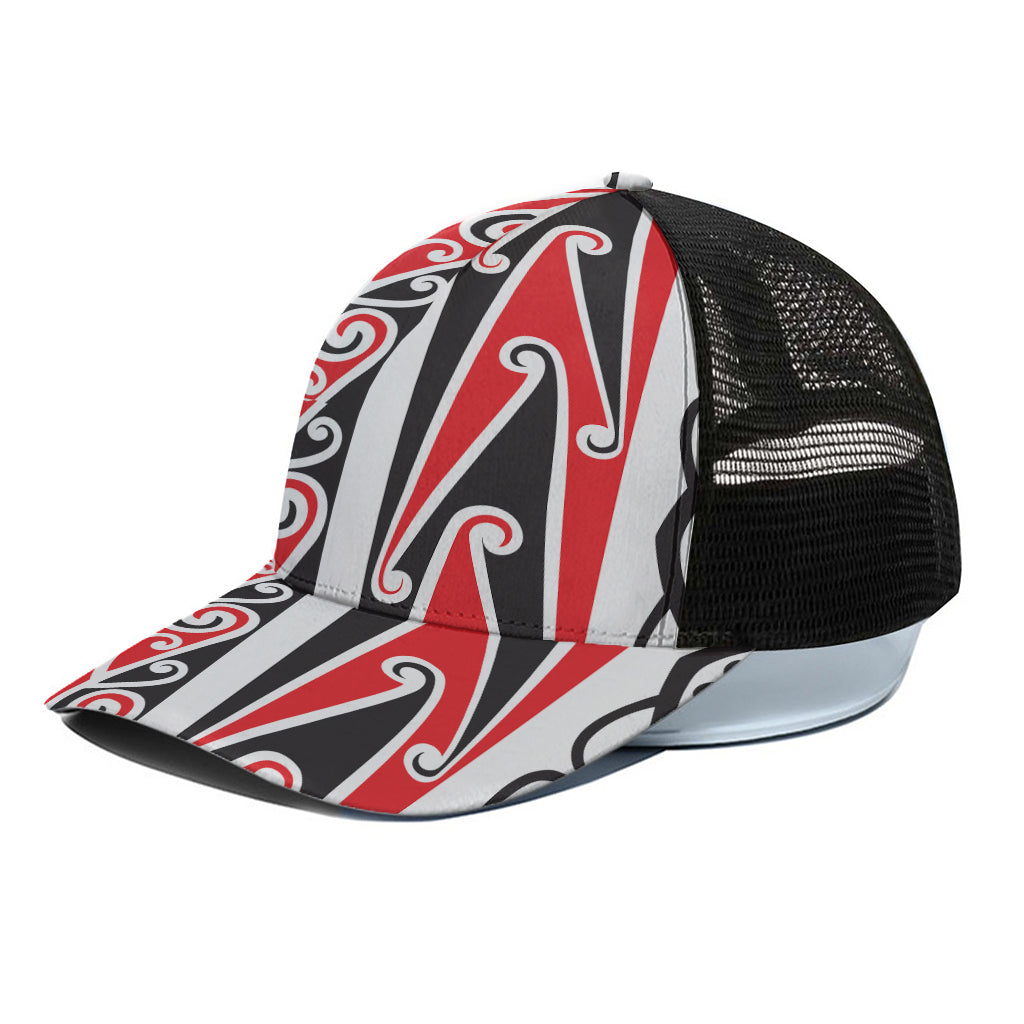 Maori Tribal Print Black Mesh Trucker Cap