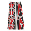 Maori Tribal Print Cotton Front Slit Maxi Skirt