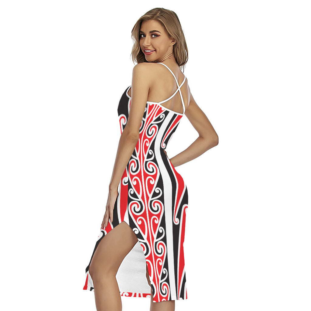 Maori Tribal Print Cross Back Cami Dress