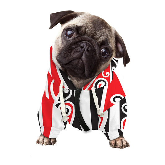 Maori Tribal Print Dog Zip Up Hoodie