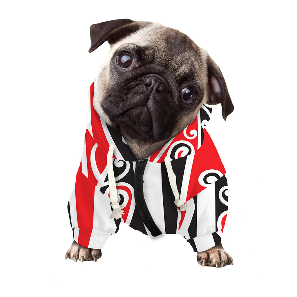 Maori Tribal Print Dog Zip Up Hoodie