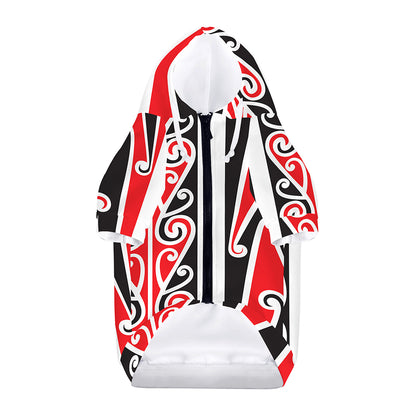 Maori Tribal Print Dog Zip Up Hoodie