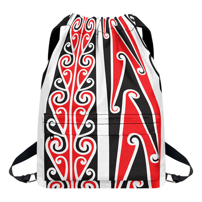 Maori Tribal Print Drawstring Backpack