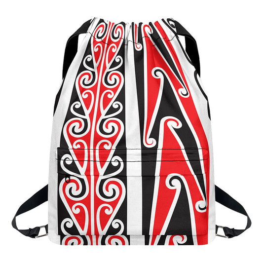 Maori Tribal Print Drawstring Backpack