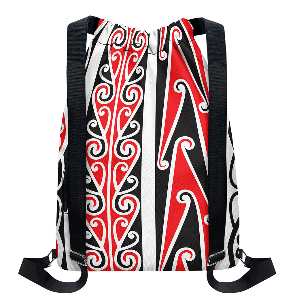 Maori Tribal Print Drawstring Backpack