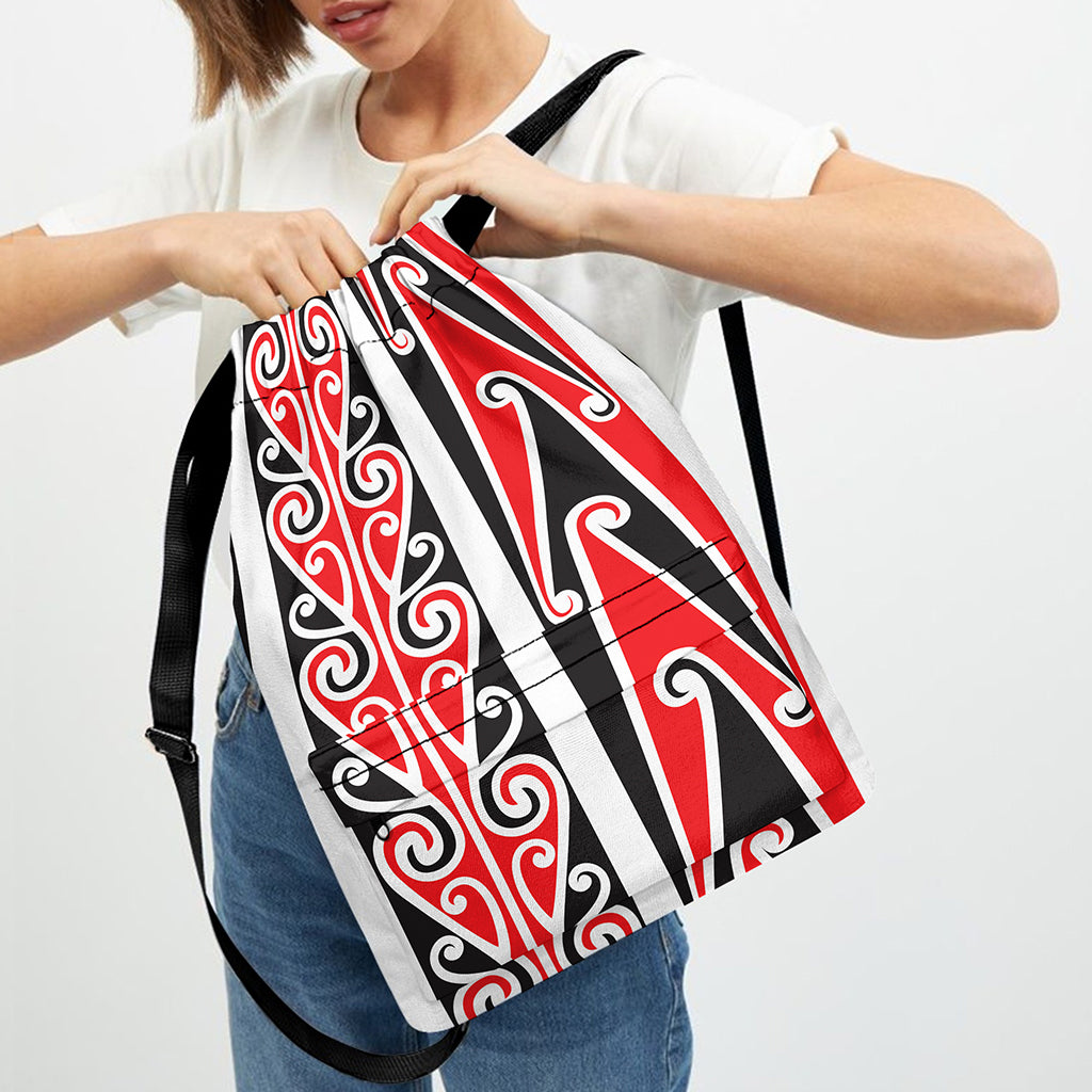 Maori Tribal Print Drawstring Backpack